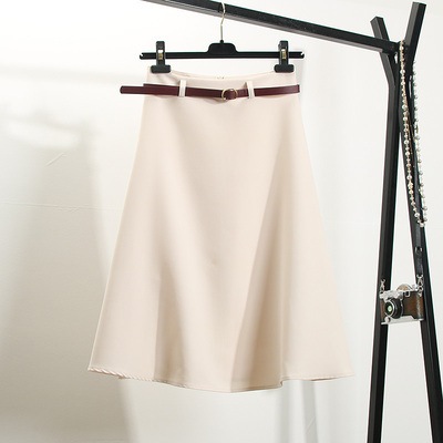 スカート フレアスカート 膝下 Aライン ベルト ポリエステル かわいい 可愛い きれいめ シンプル 上品 おしゃれ お洒落 可愛い 女子 こなれ感 ラブリー キュート ガーリー