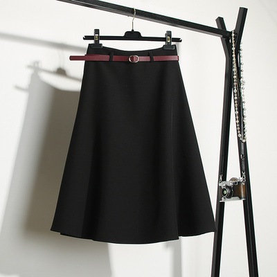 スカート フレアスカート 膝下 Aライン ベルト ポリエステル かわいい 可愛い きれいめ シンプル 上品 おしゃれ お洒落 可愛い 女子 こなれ感 ラブリー キュート ガーリー