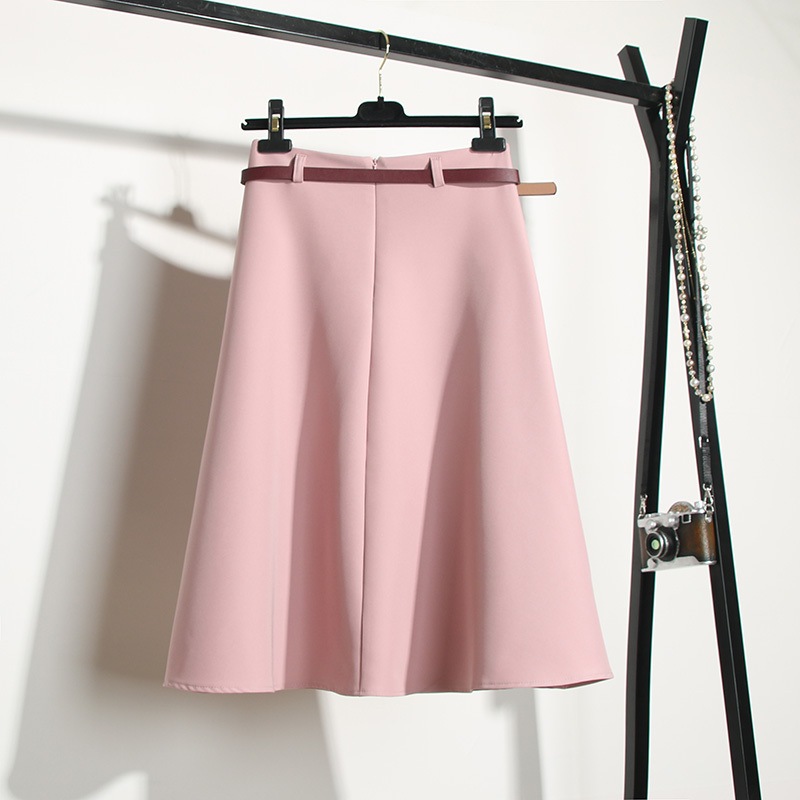 スカート フレアスカート 膝下 Aライン ベルト ポリエステル かわいい 可愛い きれいめ シンプル 上品 おしゃれ お洒落 可愛い 女子 こなれ感 ラブリー キュート ガーリー