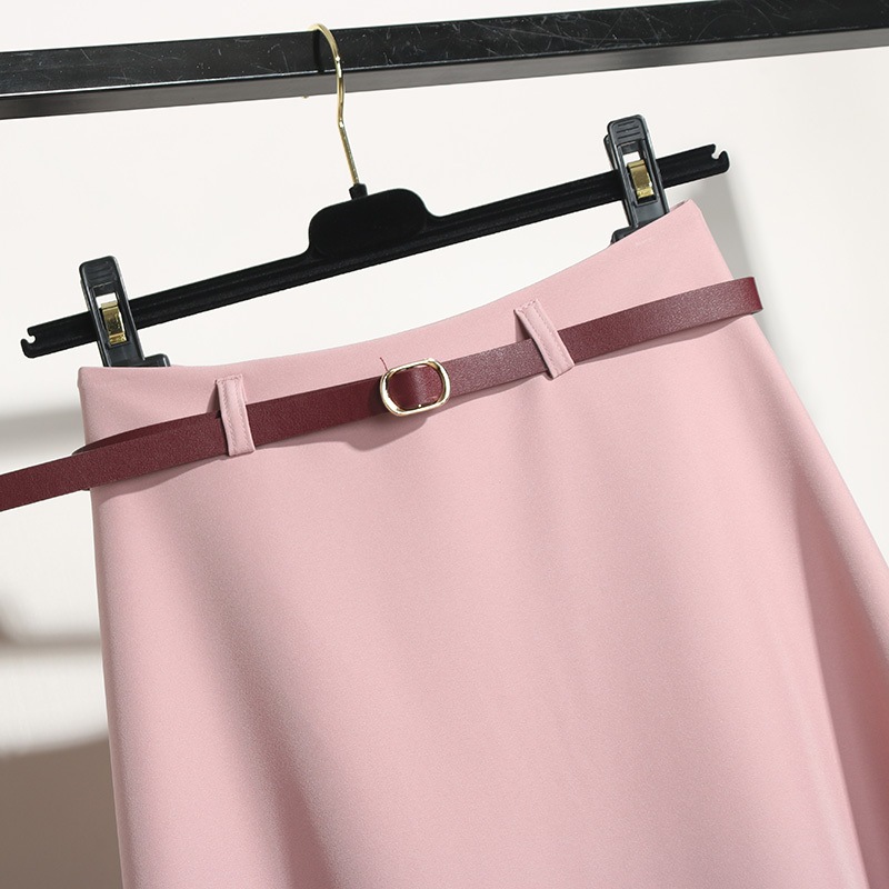 スカート フレアスカート 膝下 Aライン ベルト ポリエステル かわいい 可愛い きれいめ シンプル 上品 おしゃれ お洒落 可愛い 女子 こなれ感 ラブリー キュート ガーリー