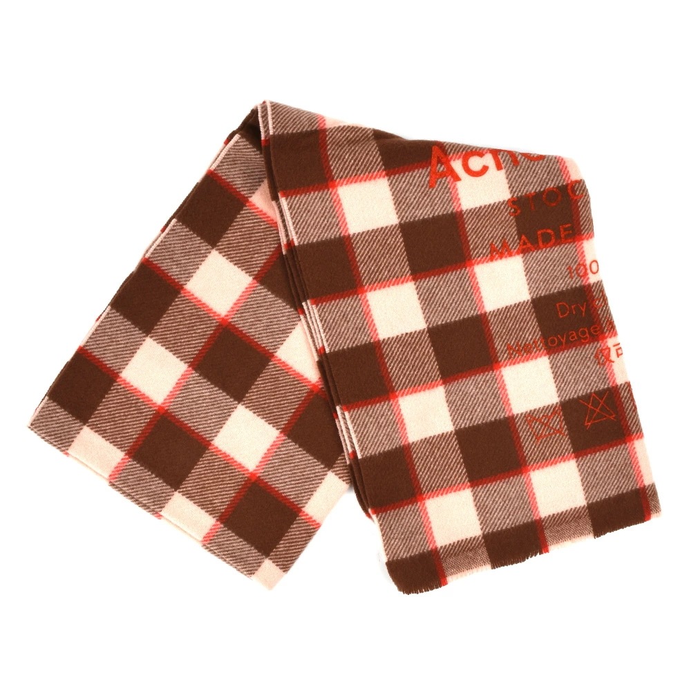 アクネストゥディオズ Acne Studios CA0026-AEV000 SCARF BROWN/PINK ロゴチェック スカーフ ストール ブラウン ピンク レディース[ca0026-aev000 アクネストゥディオズ Acne Studios CA0026-AEV000 SCARF BROWN/PINK ロゴチェック スカーフ ストール ブラウン ピンク レディース[ca0026-aev000