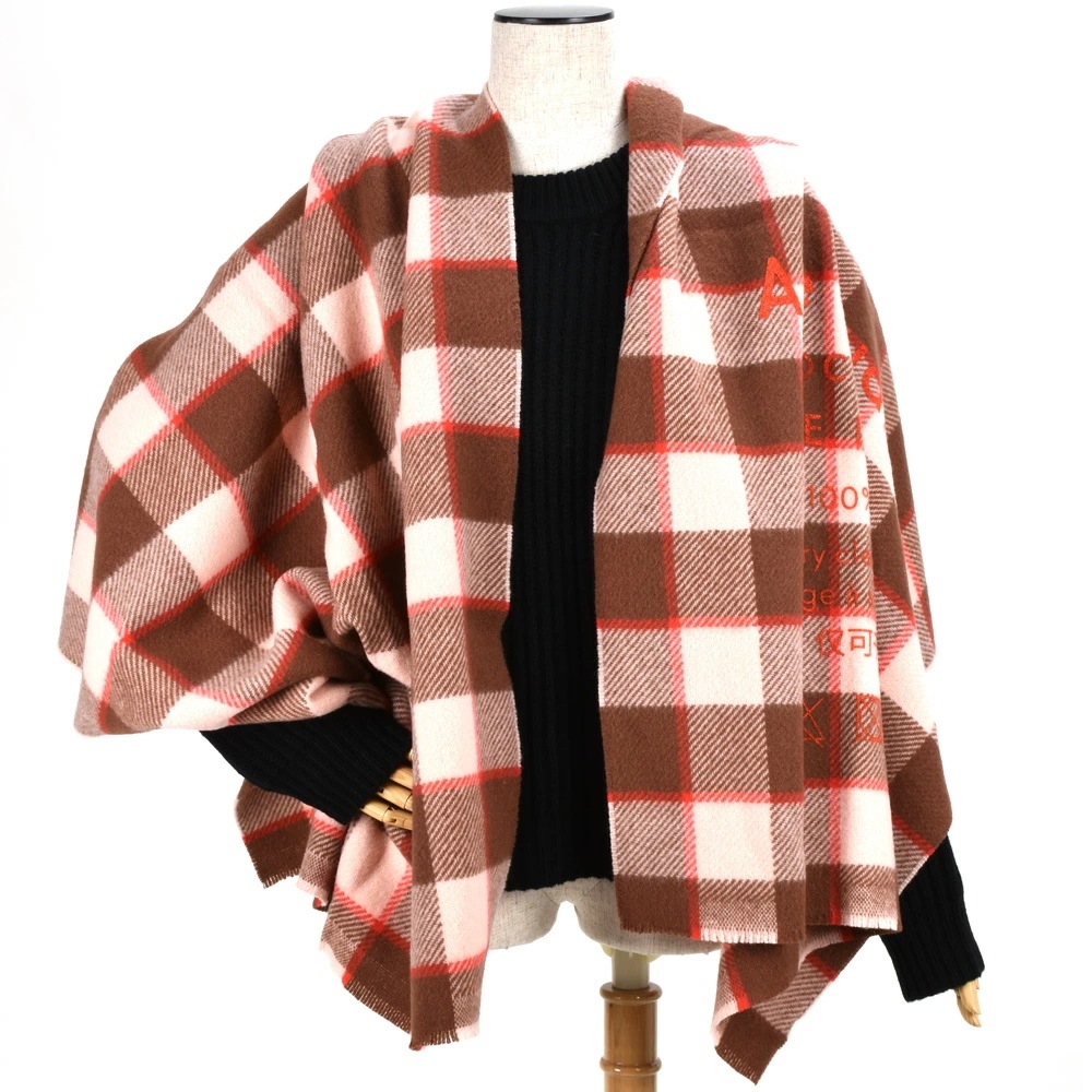 アクネストゥディオズ Acne Studios CA0026-AEV000 SCARF BROWN/PINK ロゴチェック スカーフ ストール ブラウン ピンク レディース[ca0026-aev000 アクネストゥディオズ Acne Studios CA0026-AEV000 SCARF BROWN/PINK ロゴチェック スカーフ ストール ブラウン ピンク レディース[ca0026-aev000