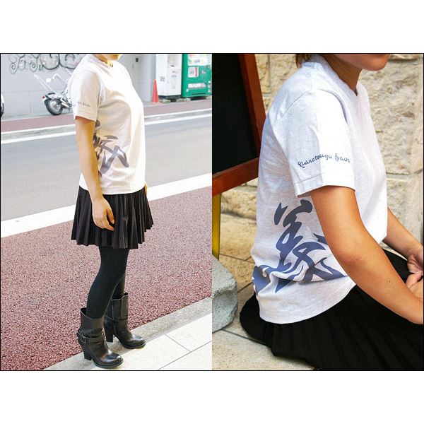 戦国武将Tシャツ (直江兼続 義) XSサイズ 半袖 綿100% 白杢(ホワイト) (Uネック おもしろ)