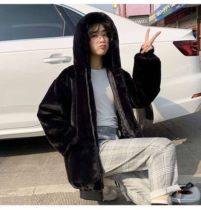 韓国 ボア パーカー ジャケット フード付き アウターストリート 長袖 無地 ホームパーティーアイテム もこもこ ボア ラウンジウェア スケーター レディース かわいい 大人可愛い きれいめ シンプル