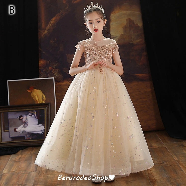 【TIME HOLDER】子供ドレス パープル ロングドレス ピアノ発表会 ドレス 女の子 フォーマル 女児ドレス スパンコール キレイめ 演奏会ドレス ロング キッズドレス シャンパン色 子どもドレ