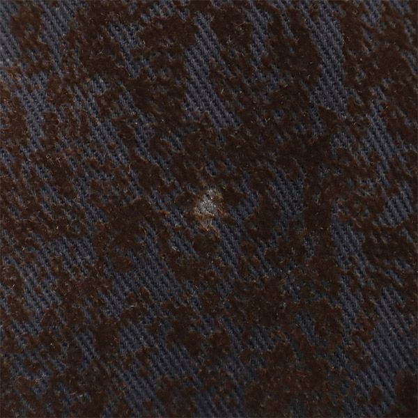 フロッキープリント ステンカラーコート L ブルー×ブラウン 裏キルティング 中綿 メンズ