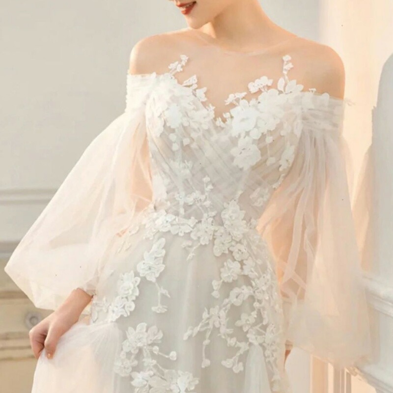 2025ins大人気 新作ウェディングドレス オフショルダー 白 花柄 オシャレ 可愛い チュール ドレス 二次会ドレス 結婚式ドレス 姫系 お姫様 トレーンドレス ウェディング 袖あり 長袖 パフ 2025ins大人気 新作ウェディングドレス オフショルダー 白 花柄 オシャレ 可愛い チュール ドレス 二次会ドレス 結婚式ドレス 姫系 お姫様 トレーンドレス ウェディング 袖あり 長袖 パフ