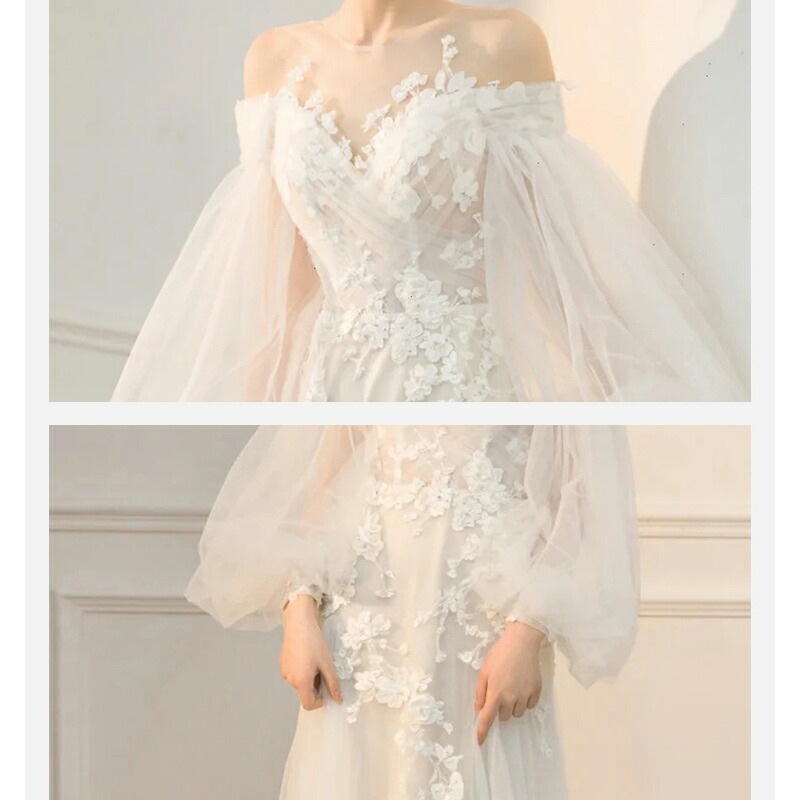2025ins大人気 新作ウェディングドレス オフショルダー 白 花柄 オシャレ 可愛い チュール ドレス 二次会ドレス 結婚式ドレス 姫系 お姫様 トレーンドレス ウェディング 袖あり 長袖 パフ 2025ins大人気 新作ウェディングドレス オフショルダー 白 花柄 オシャレ 可愛い チュール ドレス 二次会ドレス 結婚式ドレス 姫系 お姫様 トレーンドレス ウェディング 袖あり 長袖 パフ