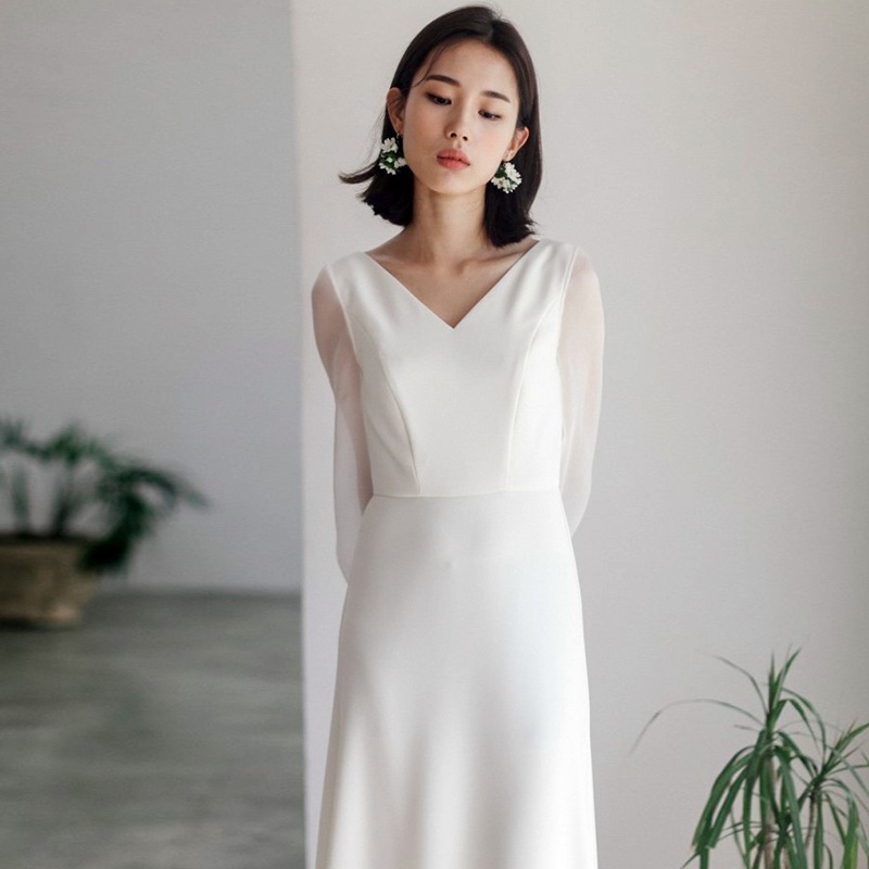 パーティードレスウェディングドレス 花嫁 結婚式 ワンピース シンプル ウエディングドレス 安い 花嫁 フォトウエディング 結婚式　ドレス お呼ばれドレス 同窓会 ドレス 韓国ファッション