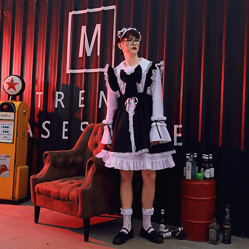 ゴスロリ コスプレ メイド服 ワンピース 長袖 仮装 衣装 女性 ブラック 大人 レディース 可愛い 大きいサイズ コスチューム 男性 アウトレットセール 特集