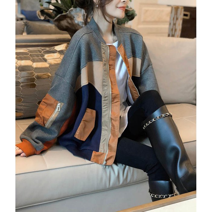ジャケット ファスナー 配色 切り替え ポケット レディース アウター ジャケット ファスナー 配色 切り替え ポケット レディース アウター