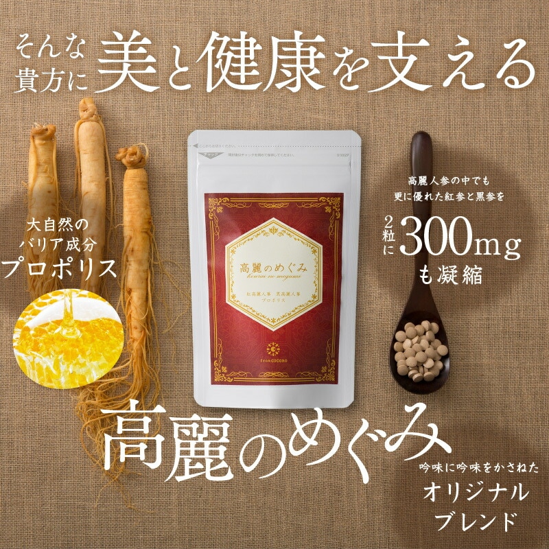 【公式】高麗のめぐみ 1袋60粒 2袋 高麗人参 紅参 黒参 サポニン 美容 健康 女性 高麗人参サプリ