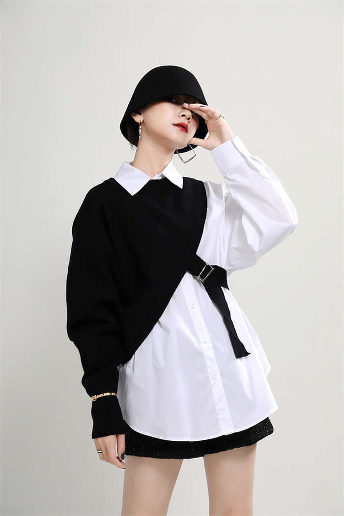 ニットベスト ブラウスセット 変形デザイン アシンメトリー トップス レディース ニットベスト ブラウス シャツ レディース 春 トップス 長袖 ニット ベスト 2点セット レイヤード 重ね着 モード ニットベスト ブラウスセット 変形デザイン アシンメトリー トップス レディース ニットベスト ブラウス シャツ レディース 春 トップス 長袖 ニット ベスト 2点セット レイヤード 重ね着 モード