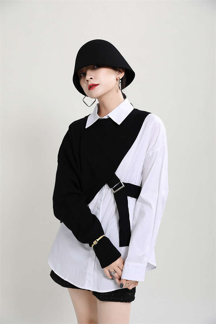 ニットベスト ブラウスセット 変形デザイン アシンメトリー トップス レディース ニットベスト ブラウス シャツ レディース 春 トップス 長袖 ニット ベスト 2点セット レイヤード 重ね着 モード ニットベスト ブラウスセット 変形デザイン アシンメトリー トップス レディース ニットベスト ブラウス シャツ レディース 春 トップス 長袖 ニット ベスト 2点セット レイヤード 重ね着 モード