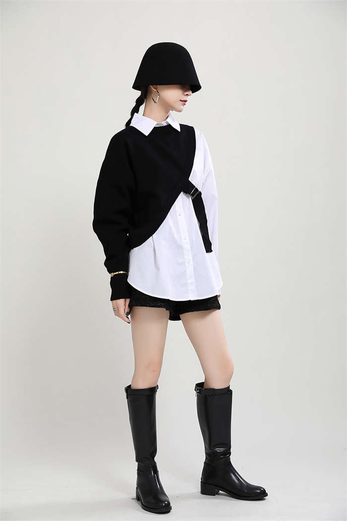 ニットベスト ブラウスセット 変形デザイン アシンメトリー トップス レディース ニットベスト ブラウス シャツ レディース 春 トップス 長袖 ニット ベスト 2点セット レイヤード 重ね着 モード ニットベスト ブラウスセット 変形デザイン アシンメトリー トップス レディース ニットベスト ブラウス シャツ レディース 春 トップス 長袖 ニット ベスト 2点セット レイヤード 重ね着 モード