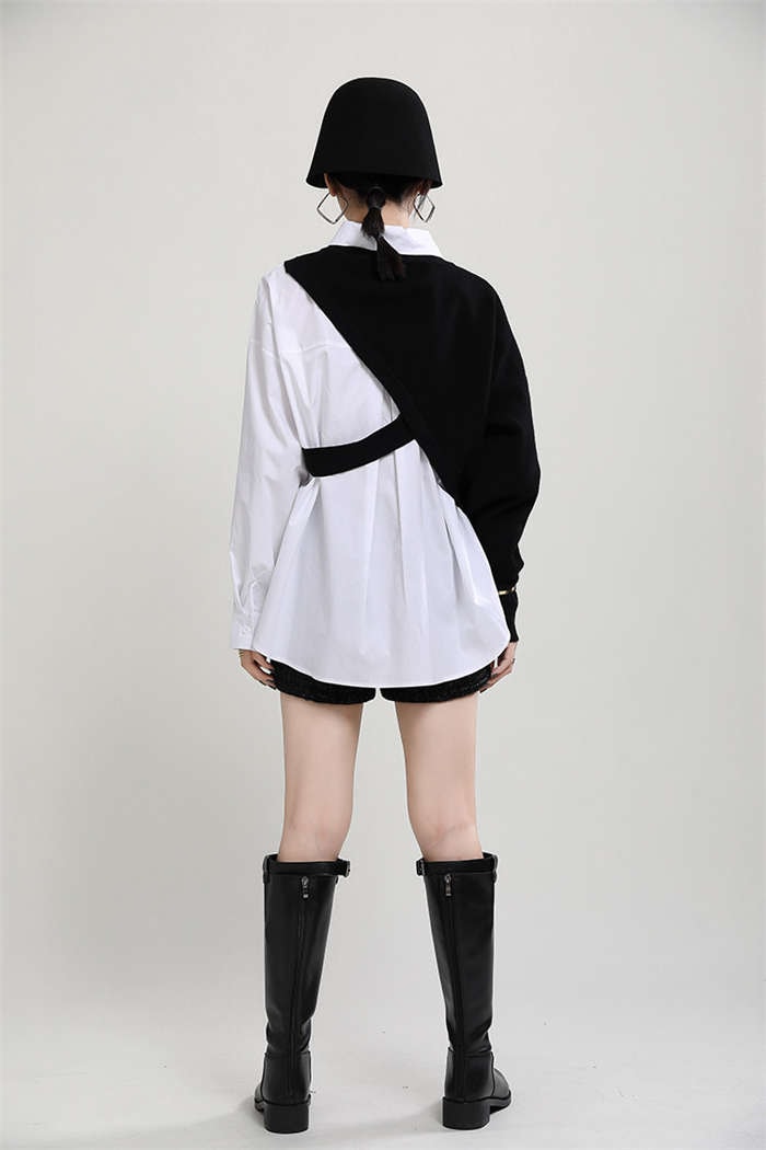 ニットベスト ブラウスセット 変形デザイン アシンメトリー トップス レディース ニットベスト ブラウス シャツ レディース 春 トップス 長袖 ニット ベスト 2点セット レイヤード 重ね着 モード ニットベスト ブラウスセット 変形デザイン アシンメトリー トップス レディース ニットベスト ブラウス シャツ レディース 春 トップス 長袖 ニット ベスト 2点セット レイヤード 重ね着 モード