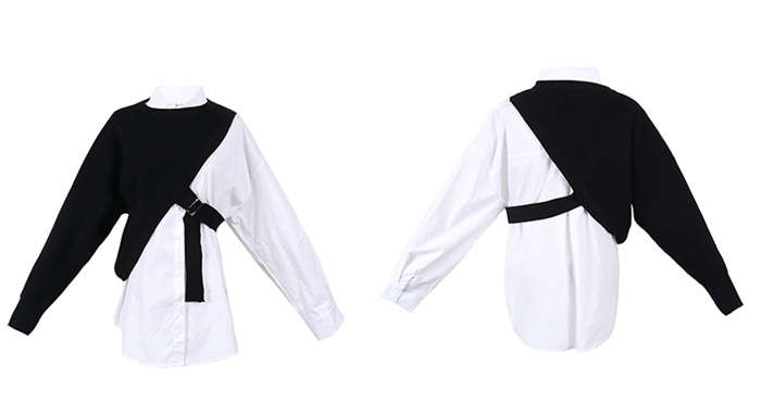 ニットベスト ブラウスセット 変形デザイン アシンメトリー トップス レディース ニットベスト ブラウス シャツ レディース 春 トップス 長袖 ニット ベスト 2点セット レイヤード 重ね着 モード ニットベスト ブラウスセット 変形デザイン アシンメトリー トップス レディース ニットベスト ブラウス シャツ レディース 春 トップス 長袖 ニット ベスト 2点セット レイヤード 重ね着 モード