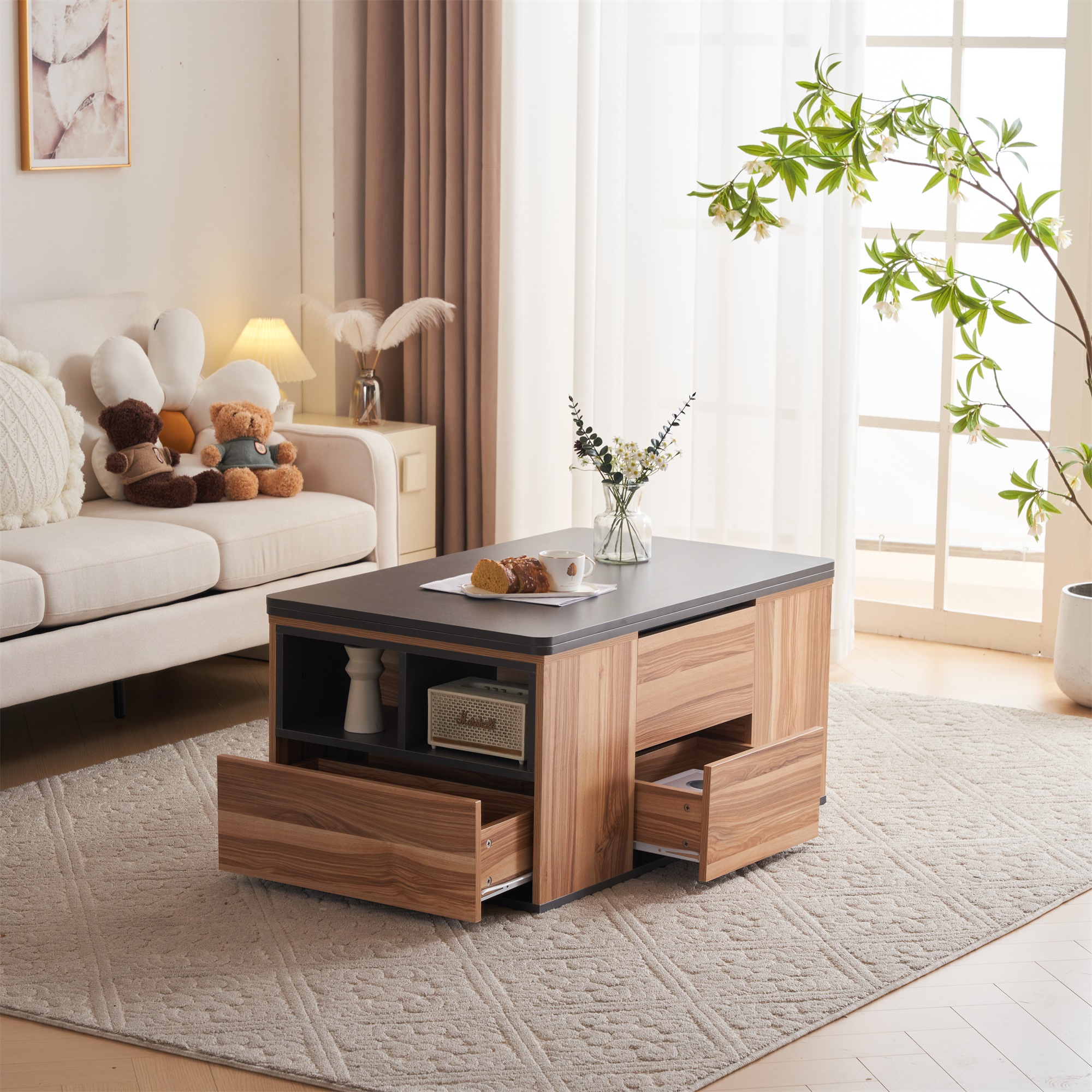 【国内で発送&送·料·無·料】テーブル センターテーブル 高さ調節可能 昇降式テーブル 幅100 天板昇降 折りたたみ ダイニングテーブル【ナチュラル】318 多機能 引出し 【国内で発送&送·料·無·料】テーブル センターテーブル 高さ調節可能 昇降式テーブル 幅100 天板昇降 折りたたみ ダイニングテーブル【ナチュラル】318 多機能 引出し