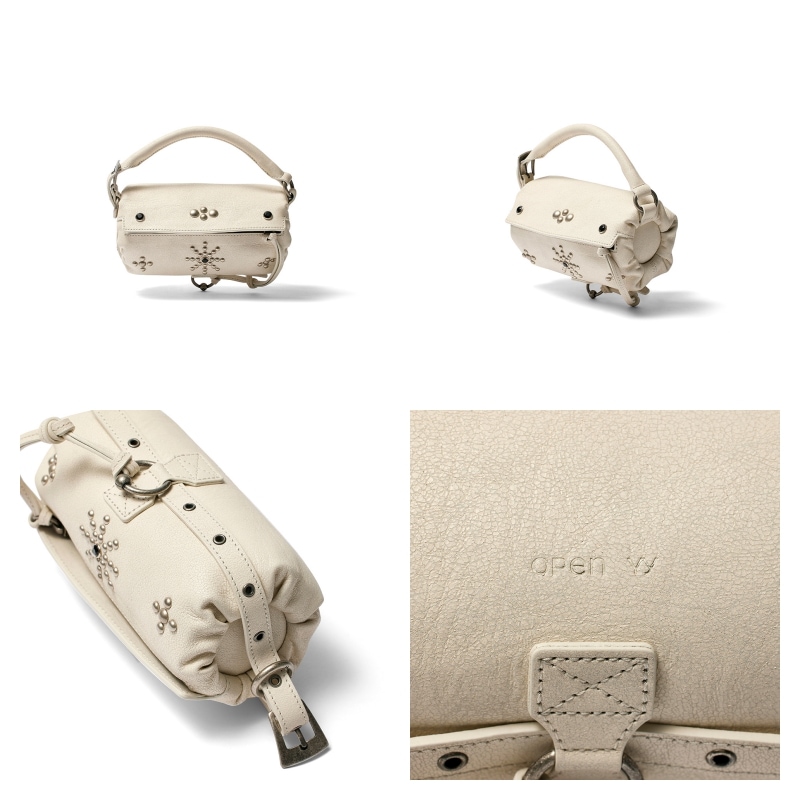 OPEN Yy】 STUD PILLOW HANDLE MINI : WHITE その他 バッグ
