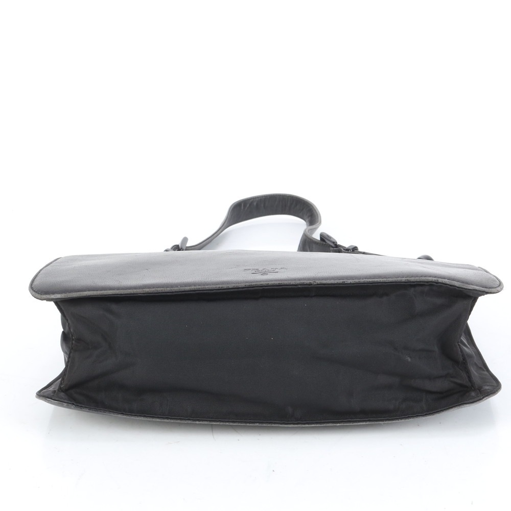 美品 レザー×ナイロン ショルダーバッグ 肩掛け トート ハンド ブラック 黒 レディース RUE CQ20-7 中古