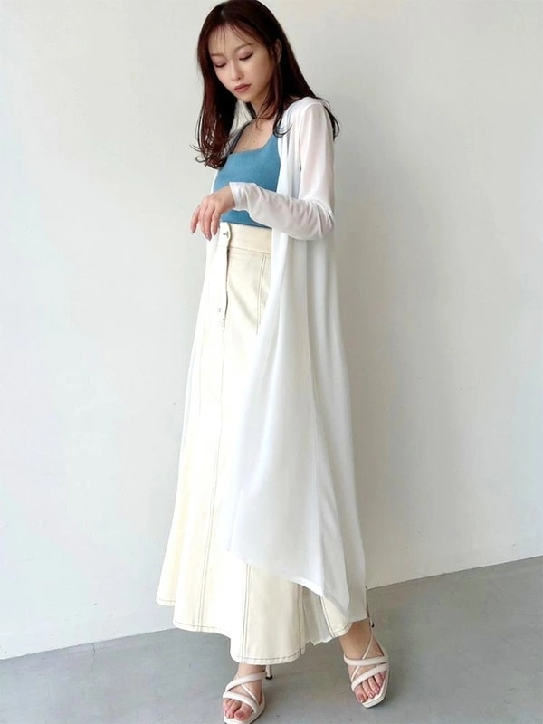 【在庫処分】 カーディガン レディース シアーカーディガン トップス 透け感 ロングカーディガン 紫外線 152322932101