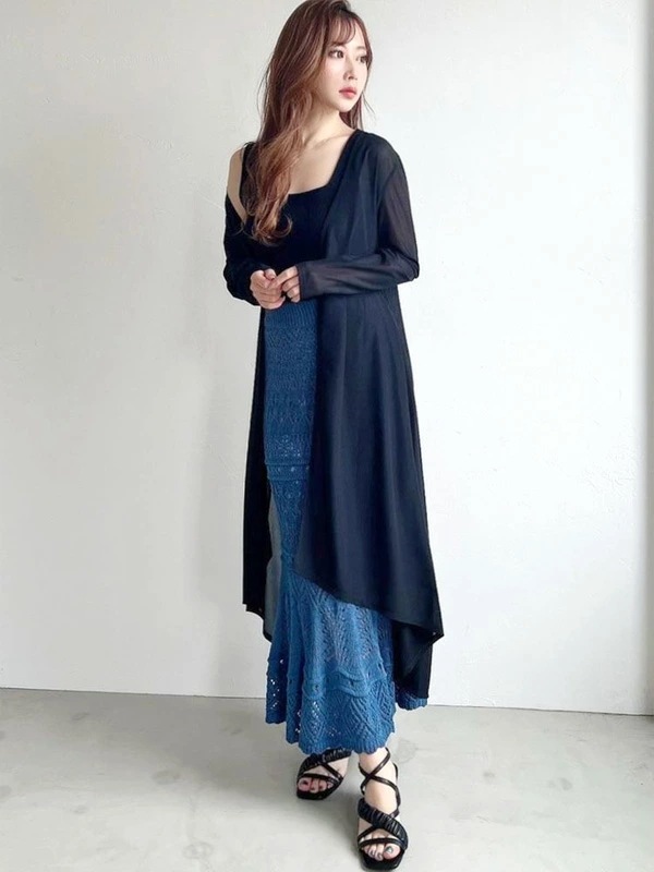 【在庫処分】 カーディガン レディース シアーカーディガン トップス 透け感 ロングカーディガン 紫外線 152322932101