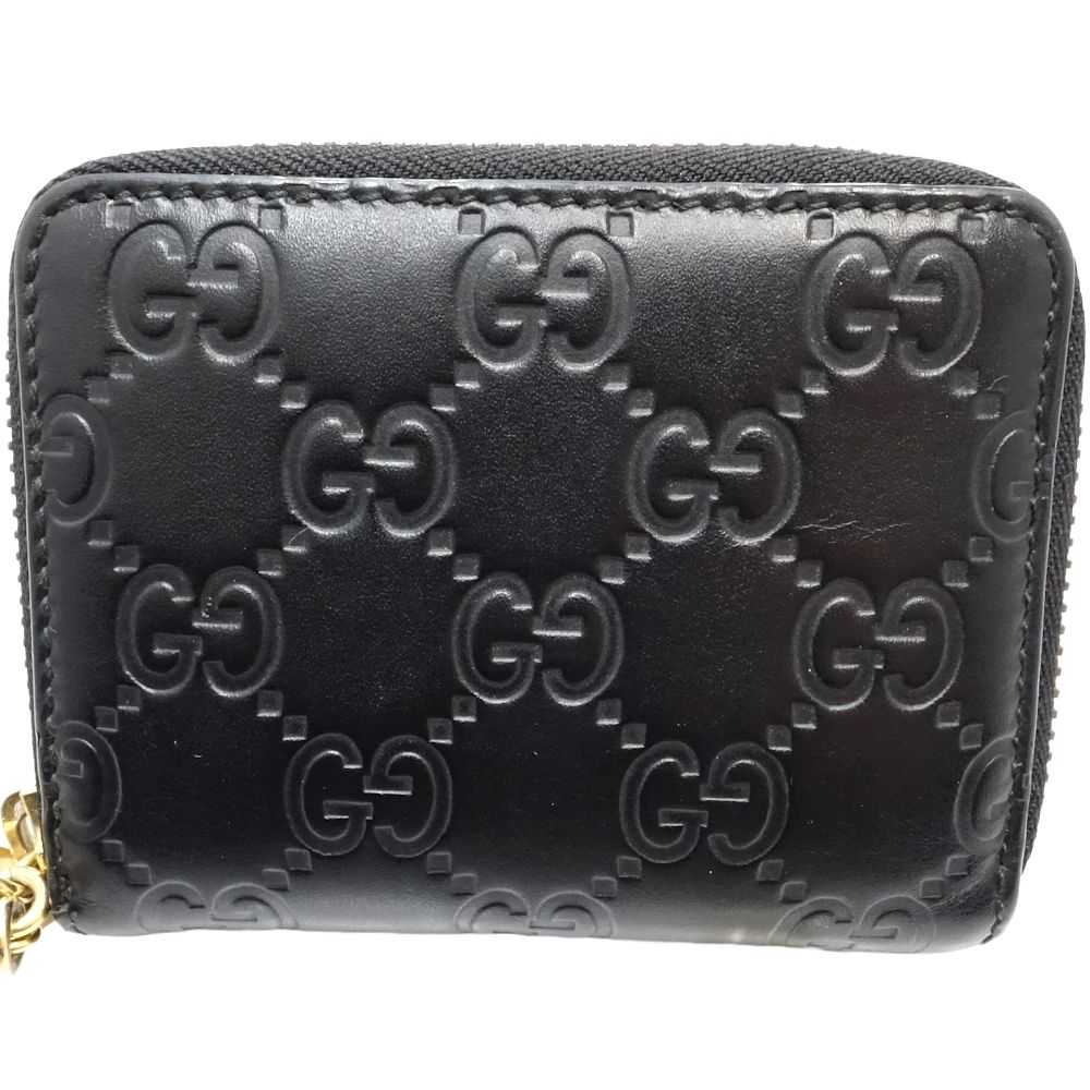 グッチシマ シグネチャー 431412 カードケース レザー ブラック/181194【中古】 グッチシマ シグネチャー 431412 カードケース レザー ブラック/181194【中古】