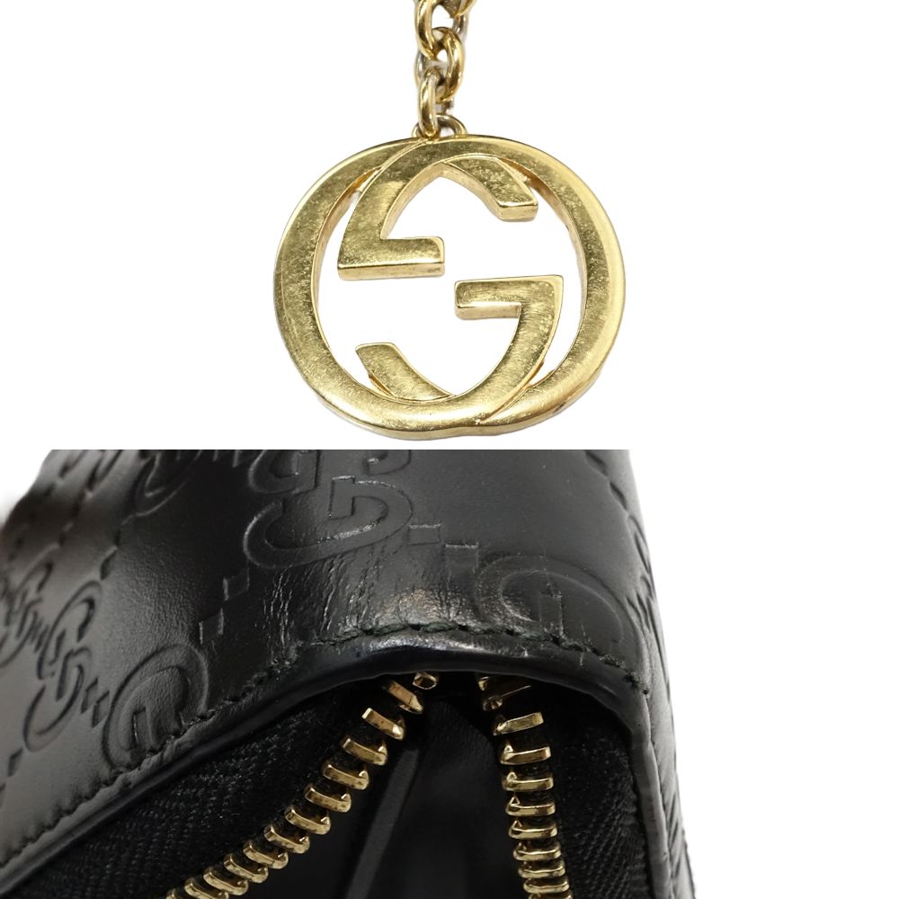 グッチシマ シグネチャー 431412 カードケース レザー ブラック/181194【中古】 グッチシマ シグネチャー 431412 カードケース レザー ブラック/181194【中古】