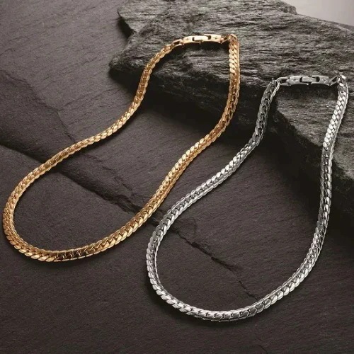 ペレバレンチノ　天然ダイヤヘリンボーン磁気ネックレス（シルバー　L）