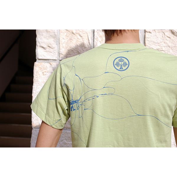 戦国武将Tシャツ (本多忠勝 蜻蛉切) Sサイズ 半袖 わさび色(グリーン) (Uネック おもしろ)