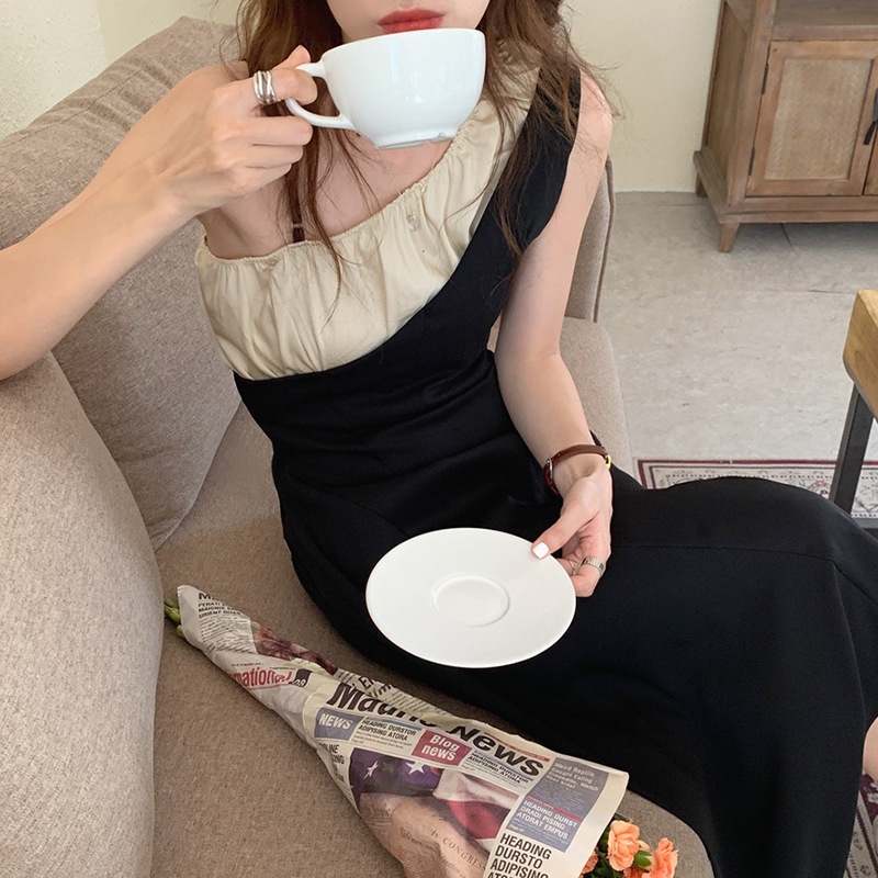 2色 ワンピース ノースリーブ 夏 きれいめ カジュアル かわいい aライン Aライン フレア ワンピドレス フレアスカート 膝丈 ひざ丈 膝下 ミディアム丈 ミドル丈 襟なし フレア セミフレア ス