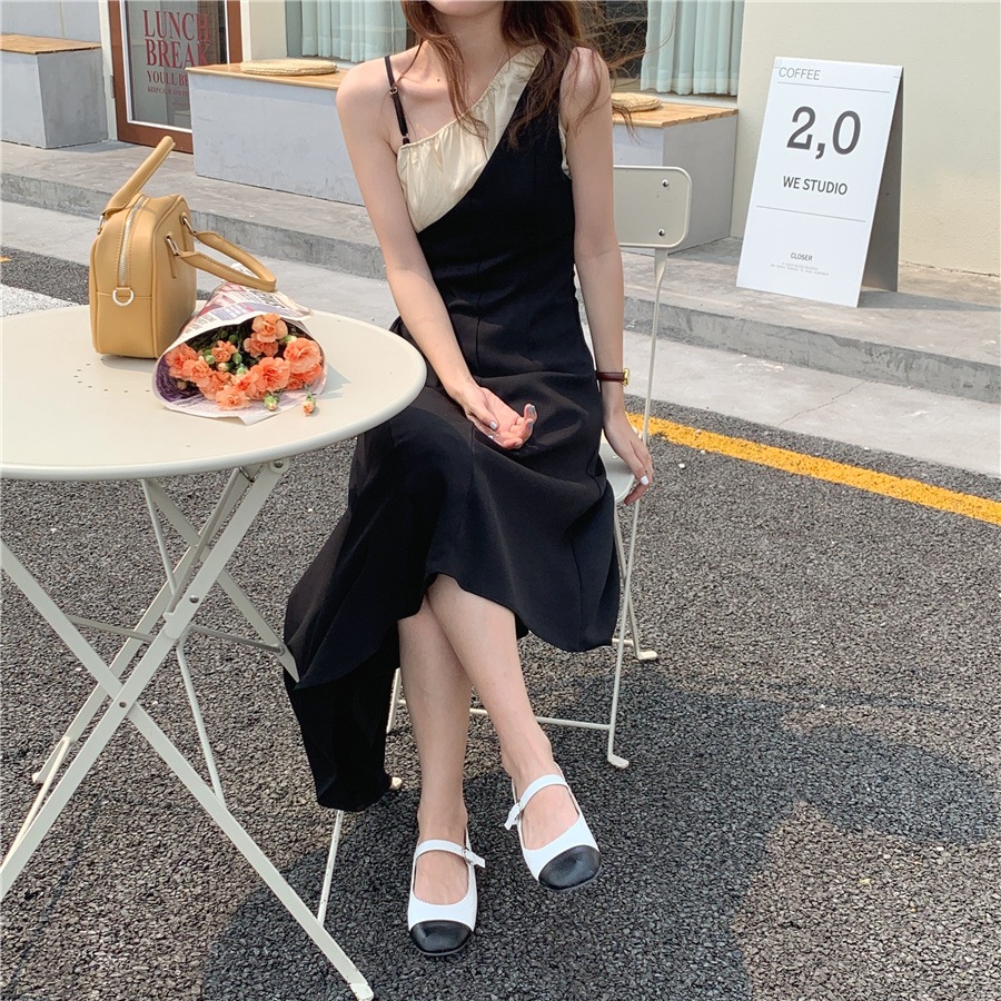 2色 ワンピース ノースリーブ 夏 きれいめ カジュアル かわいい aライン Aライン フレア ワンピドレス フレアスカート 膝丈 ひざ丈 膝下 ミディアム丈 ミドル丈 襟なし フレア セミフレア ス