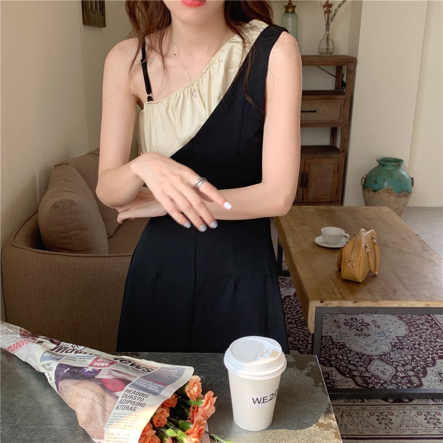 2色 ワンピース ノースリーブ 夏 きれいめ カジュアル かわいい aライン Aライン フレア ワンピドレス フレアスカート 膝丈 ひざ丈 膝下 ミディアム丈 ミドル丈 襟なし フレア セミフレア ス