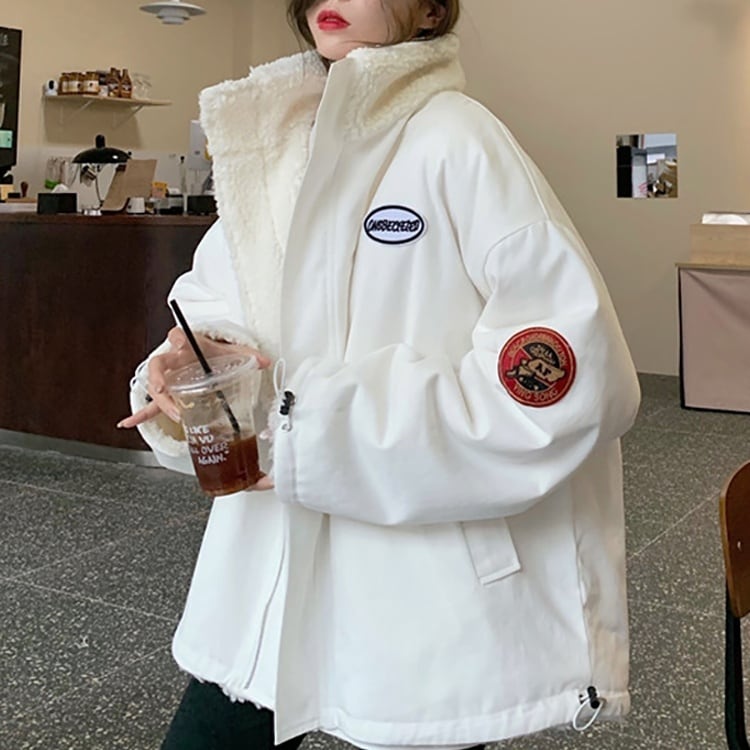 ジャケット アウター オーバーサイズ ゆったり リバーシブル もこもこ カジュアル シンプル 大人可愛い 韓国ファッション ジャケット アウター オーバーサイズ ゆったり リバーシブル もこもこ カジュアル シンプル 大人可愛い 韓国ファッション