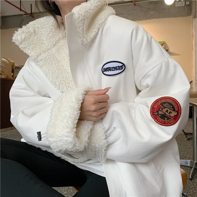 ジャケット アウター オーバーサイズ ゆったり リバーシブル もこもこ カジュアル シンプル 大人可愛い 韓国ファッション ジャケット アウター オーバーサイズ ゆったり リバーシブル もこもこ カジュアル シンプル 大人可愛い 韓国ファッション