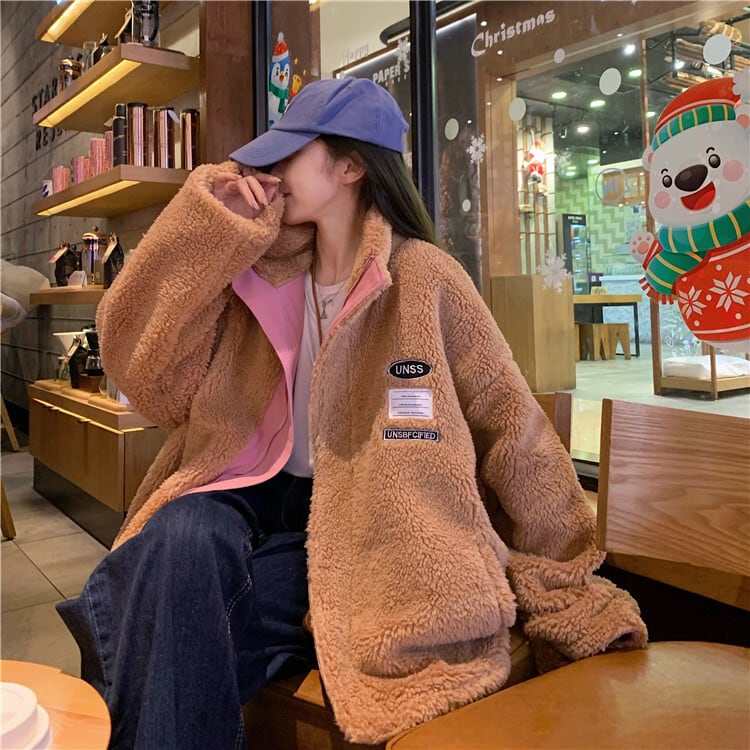 ジャケット アウター オーバーサイズ ゆったり リバーシブル もこもこ カジュアル シンプル 大人可愛い 韓国ファッション ジャケット アウター オーバーサイズ ゆったり リバーシブル もこもこ カジュアル シンプル 大人可愛い 韓国ファッション