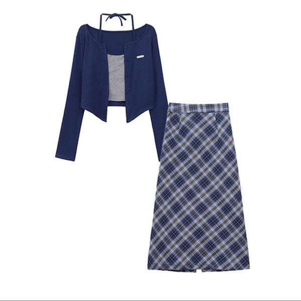 新品タグ付き❤️2025新作⭐️ANEWスカート　XSサイズ Qoo10] J&X ギャル風セットアップ初秋首かけトップスチ