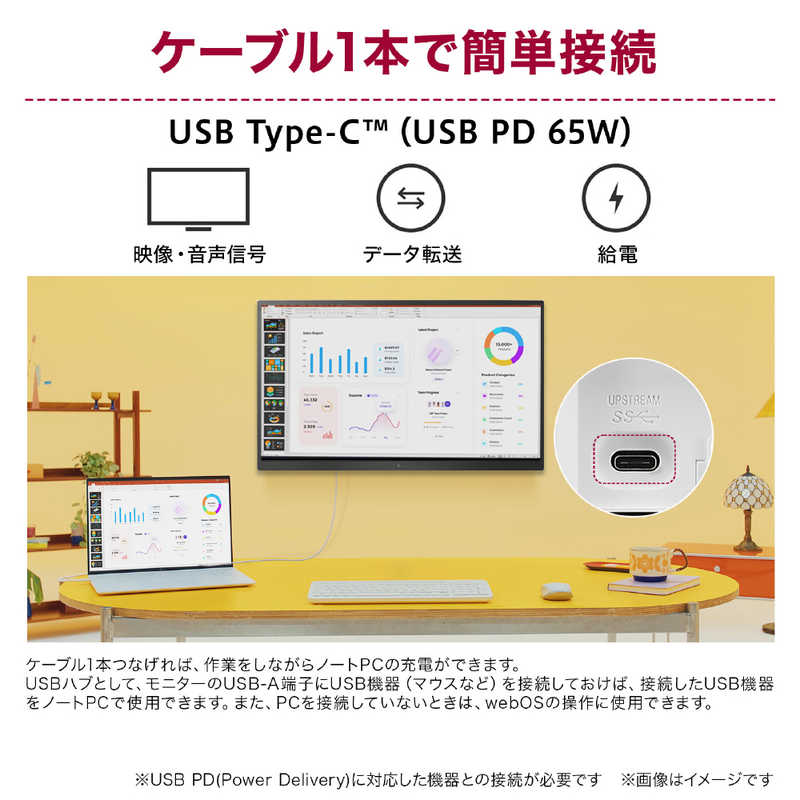 LG　PCモニター Smart Monitor ［4K(3840×2160) / ワイド / 60Hz］ ホワイト　37U730SA-W