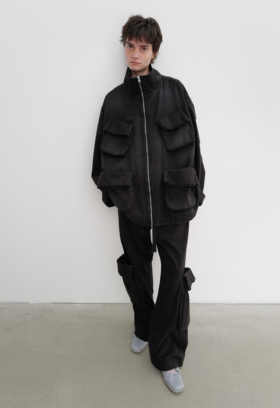 OPEN Yy】 WASHED ROLLED CARGO PANTS : BLACK 【公式通販】