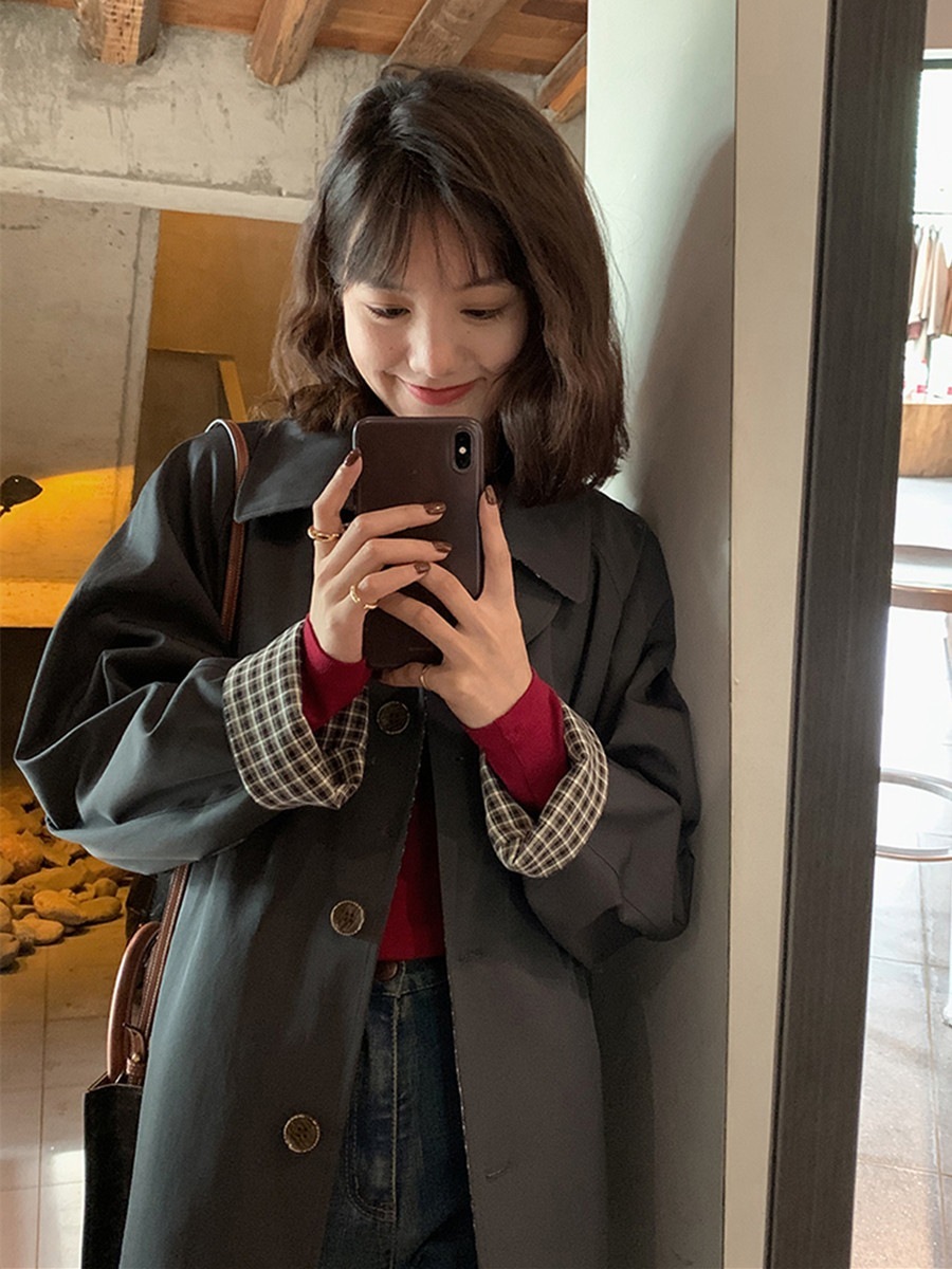 2024秋冬服 トレンチコート レディース ウインドブレーカー レディース ミディアム 英倫風 カーキチェック ジャケット 韓国 トレンチコート ロング 通勤 アウター 2024秋冬服 トレンチコート レディース ウインドブレーカー レディース ミディアム 英倫風 カーキチェック ジャケット 韓国 トレンチコート ロング 通勤 アウター