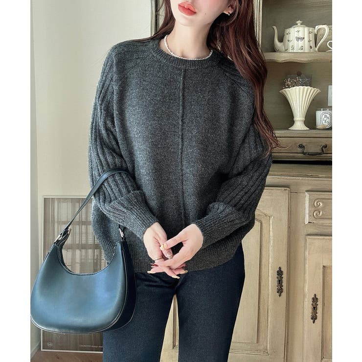 Meiru 袖リブラグラン切替ニット Meiru 袖リブラグラン切替ニット