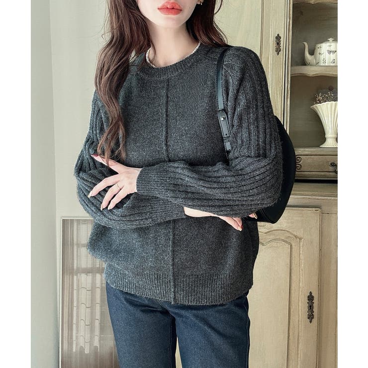 Meiru 袖リブラグラン切替ニット Meiru 袖リブラグラン切替ニット