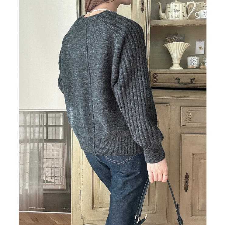 Meiru 袖リブラグラン切替ニット Meiru 袖リブラグラン切替ニット