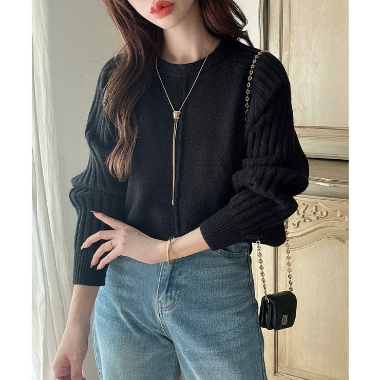 Meiru 袖リブラグラン切替ニット Meiru 袖リブラグラン切替ニット