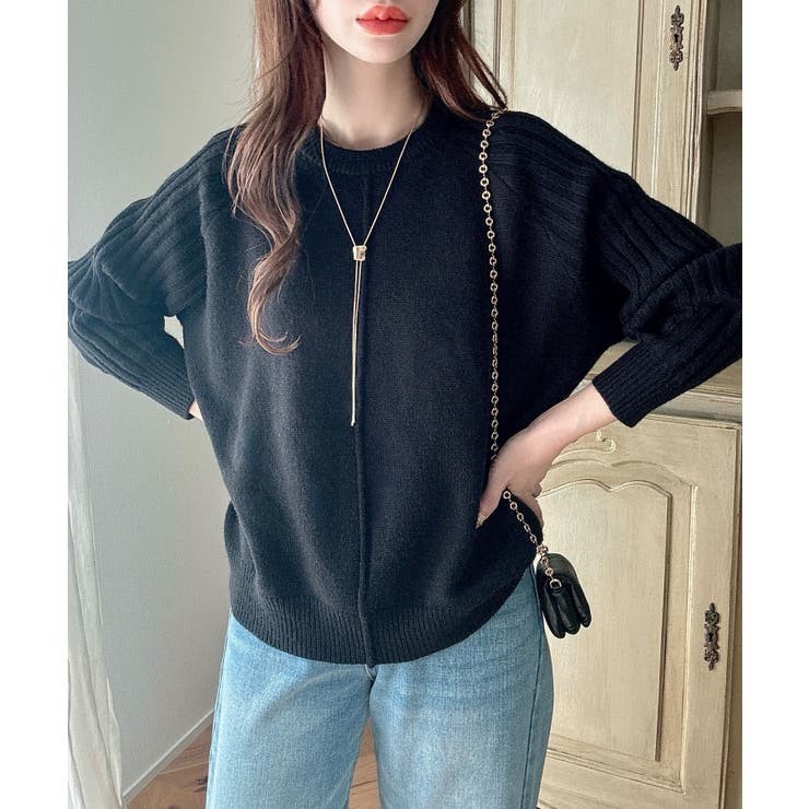 Meiru 袖リブラグラン切替ニット Meiru 袖リブラグラン切替ニット