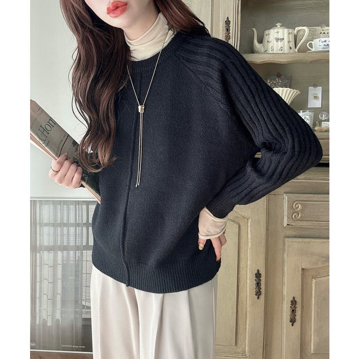 Meiru 袖リブラグラン切替ニット Meiru 袖リブラグラン切替ニット