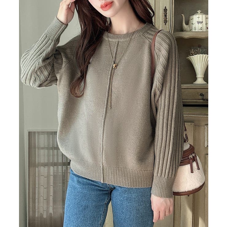 Meiru 袖リブラグラン切替ニット Meiru 袖リブラグラン切替ニット