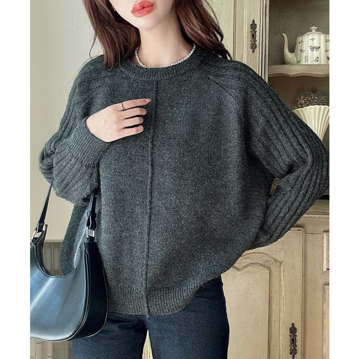 Meiru 袖リブラグラン切替ニット Meiru 袖リブラグラン切替ニット