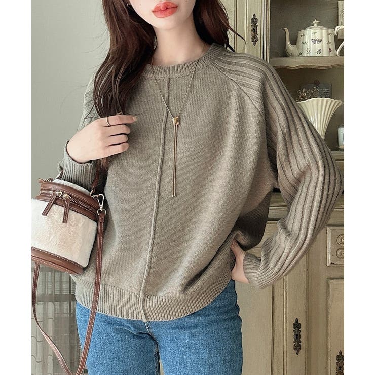 Meiru 袖リブラグラン切替ニット Meiru 袖リブラグラン切替ニット