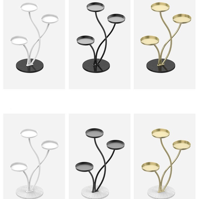 小物や植木鉢などを飾るフラワースタンド 3テーブル プリザーブドフラワー モダン 北欧 棚 インテリア おしゃれ ブラック ホワイト ゴールド